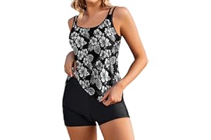 AI'MAGE Tankini Damen Bademode Set Damen Freizeit Tankini Badeanzug Zweiteiler Tankinis Set Elegant Badeanzüge für Damen Tankini Oberteil mit Badeshorts