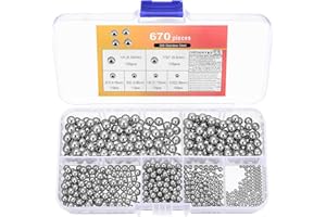 AIOUHMYM 670 Stück Kugellager Kugeln, Stahlkugeln, Edelstahlkugeln Set, Metallkugeln für Fahrrad Mountainbike Sackkarre Rad Präzision Ersatzteile(6 Größen)