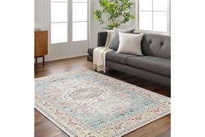 Carvapet Alfombras de Pasillo 150x210cm Alfombra Corredor Antideslizante Largo Alfombras de área Lavable Medallón Flor Alfombra para el Salón Dormitorio(Amarillo)