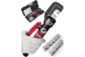 AMZCNC Hydraulic Cable Lug Crimper 10 TON 4mm² to 70mm² Electrical Terminal Cable Wire Tool Kit with 9 Die Sets Stainless Steel wire rope Railing Fittings, Wire Swaging Tool