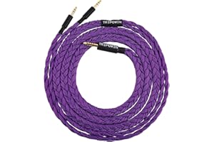 Linsoul Tripowin GranVia Upgraded OFC kabel zamienny audio o wysokiej czystości do słuchawek, długość 1,5 m, podwójna wtyczka 3,5 mm do HE4XX/HE-400i/HE400se/złoty płaski (fioletowy, 4,4 mm)