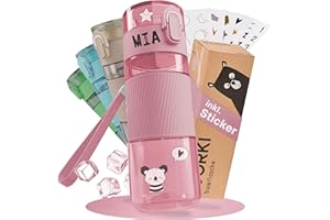 BJORKI Butelka do picia 350 ml, szczelna, w zestawie z naklejką na nazwisko, mała butelka do przedszkola, nadaje się do napojów gazowanych i mycia w zmywarce