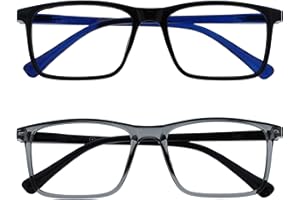 OPULIZE Ink Pack 2 Gafas De Lectura Grande Negro Gris Hombres Mujeres Bisagras Resorte RR4-17 +2,00