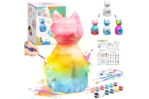 GYTERA Paint Your Own Cat Lamp Art Kit, Large Upgraded DIY Geometric Cat Lamp, Gifts Crafts for Teens Girls Boys, Animals Toys Night Light, Art and Crafts Painting Kit for Kids Ages 3-12+(6.7 * 4 * 3.7in)