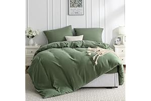 ‎JELLYMONI JELLYMONI Bettwäsche 220x240 Baumwolle Bettwäsche-Sets Grün Oeko-Tex 100% Gewaschene Baumwolle Bettbezug mit Reißverschluss und 2 Kissenbezüge 80X80 mit Umschlag Bügelfrei Weich 3-Teilige Bettwäsche