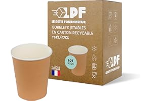 LPF LE PETIT FOURNISSEUR - Lot de 500 Gobelets jetables en Carton Kraft 15-17cl - Recyclable et Biodégradable - Gobelets café, thé, boissons chaudes et froides - Résistant à la chaleur - Couleur Brun