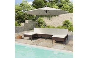 Faroom Sofa Jardin Exterior de Ratán, Set Muebles de Salon Exterior, Muebles Jardin Exterior Resistentes a Rayos UV, Muebles de Terraza, Muebles Jardín con Cojines Marrón 6 Plazas-Type-4