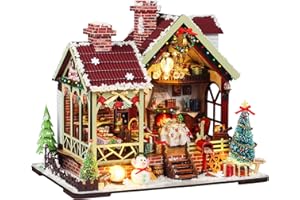 Lycidae Christmas DIY Book Nook Kit, Miniature House Dollhouse Kit for Adult and Teens, Book Nook Kits for Adults, Booknook Christmas with Music