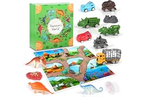 OKYUK Adventskalender 2025 kinder,weihnachtskalender 2025, Dino Christmas weihnachtskalender für Kinder, Dinosauriertransporter, Dinosaurierauto, Minidinosaurier, für Kinder ab 4 Jahren