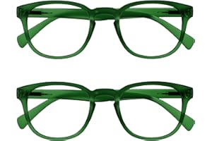 OPULIZE POP Reading Glasses for Women Men,Scratch Resistant Round Matt Frame with Spring Hinges, Green +1.50 (Pack of 2)
