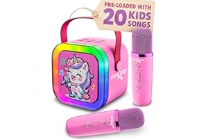 Move2Play, Karaoke Machine for Kids | Includes 20+ Kid Songs | 2 Microphones | Connect with Bluetooth | 3, 4, 5, 6, 7+ Year Old Gift | Toy for Girls, Boys, & Toddler | Birthday Present