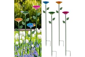 Whchiy 4 Pack Bee Watering Station, Bee Baths for Garden, Colorful Bee Butterfly Feeders for Yard Decor, Metal Decorative Garden Stakes (Red, Green, Blue, Yellow)