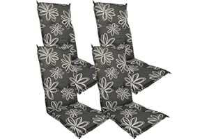 ‎DILUMA Diluma Naxos High-Back Chair Cushion For Garden Chairs, 118 x 49 x 6 cm, Premium Chair Cushion With Comfort Foam Core and 100% Cotton Cover, Seat Cover, Made In The EU, Oeko-Tex 100