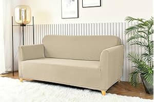 Homebliss Sofabezug 3 Sitzer, Sofa Überzug Stretch Universal Elastisch, Couch überzug Sofa Cover 3 Sitzer (180-220cm) Beige