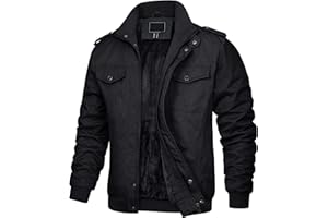KEFITEVD Mens Warm Fleece Cargo Jacket Winter Military Bomber Jackets Windproof Work Coat with Multi Pockets