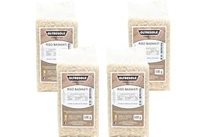 Oltresole, Arroz Basmati Artesanal, Arroz de Grano Largo con Aroma Distintivo, Ideal para Ensaladas de Arroz, Platos Orientales y Arroz Pilaf, Envase al Vacío de 4 x 500 g