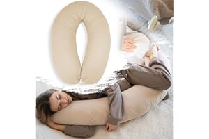 PaLulli® Ergonomiczna poduszka do karmienia XXL 190 x 30 cm, z poszewką z bawełny bio-muślinowej – idealna poduszka dla kobiet w ciąży i do spania na boku, komfort i wsparcie dla dorosłych i matek