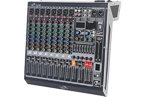 JINDAAUDIO Table de Mixage Son 8 Canaux dj Professionnel Console de Mixage avec 256 DSP Effect, Tabl Mixag dj Pro Audio Mixer avec Usb Bluetooth