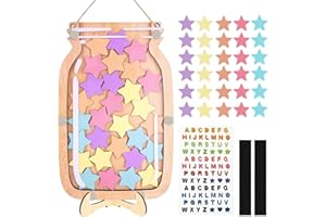 Tmefoy Barattolo di Ricompensa per Bambini, Barattolo Premio con 30 Stelle, abella delle Ricompense per Il Buon Comportamento, Tabella delle Ricompense per Il Buon Comportamento，Regolabile