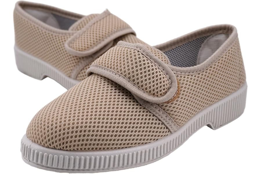 JOMIX Elderly Slippers with Tear-Off Slippers for Women with Adjustable Closure, Breathable Home Shoes, Non-Slip Soft and Comfortable for Third Age
