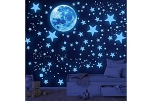 AOMAIC 1120 Stücke Leuchtsterne Kinderzimmer Leuchtsterne Selbstklebend Wandsticker Mond und Leuchtsterne Kinderzimmer Selbstklebend Sterne Leuchtend Wandaufkleber für Kinderzimmer Schlafzimmer Wohnzimmer