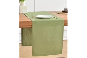 Wracra Sage Green Linen Table Runner 180cm Long Machine Washable Rustic Farmhouse Table Runner for Dining Holiday Parties and Everyday Use(Sage Green, 180cm)