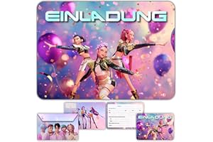 Glowiibo Set mit 12 Demon Hunter Kpop Tanz Einladungskarten für Geburtstag mit passenden Umschlägen – für Kinder, Mädchen – Vorgedruckte Karten auf Deutsch für Geburtstagsparty und Feier