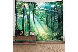 Lieson Arazzo da Parete Foresta 200x200 cm, Appeso Foresta Natura Verde Arazzo Paesaggio Giungla Arazzi Arazzo per Soggiorno Camera da Letto Dormitorio Decorazione da Parete