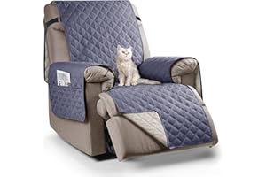 TAOCOCO Recliner Sofa Covers, Sofa Cover Waterproof Protector, Chair Covers For Armchairs With Side Pocket(1 Seater,Bluish Grey) (JS-SXDFG1BG)