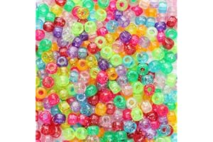 Tibaoffy Crafts Glitter Multicolor Mix Perles 6x9mm, Pony Beads Total Environ 1000pcs