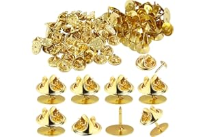 FLZONHUT Farfalla Frizione,50 Paia Frizione per Pin Farfalla,Farfalla Frizione con Vuoto,Ferma Spille Pin Backs,Chiusure a Farfalla Con Spilla per Artigianato e Gioielli Making (Oro)