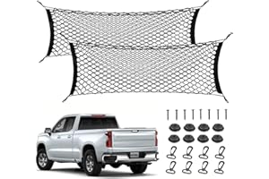 LIANGREN 2 Stück LKW Bett Frachtnetz für Pickup, 52''- 66'' Heavy Duty Kofferraum Fracht Speicher Organizer Mesh Net LKW Bett Zubehör für Ford F150 Chevy Silverado WT LS LTZ GMC Sierra (130cm x 40cm)