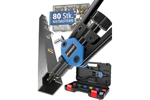 STONE REEF Zestaw szczypiec do nitonakrętek – [w zestawie 80 nitonakrętek], trzpienie nitonowe, M3, M4, M5, M6, M8, M10, M12, nity śrubowe, szczypce do nitowania nitów gwintowanych, narzędzie do