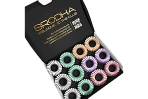SRODHA Beauty Spiral Hair Bands | 12 Piece Pack Plastic Cord Hair Ties | Strong Hold Waterproof | Invisible Hairbands No Damage Bobbles for Women Girls | Thick Thin Straight Curly Hair (Pastel Mix)