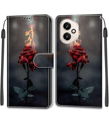 FERLAN Cover per Honor Magic 8 Pro, Fiori Custodia a Libro Portafoglio Antiurto in Pelle PU Flip Case Interna Silicone con Porta Carte, Supporto, Chiusura Magnetica e Cinturino, Bianco