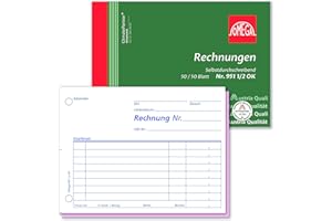 OMEGA DRUCK Omega Rechnungsbuch 951 1/2 OK, selbstdurchschreibend, A6 quer, 2 x 50 Blatt, weiß/rosa