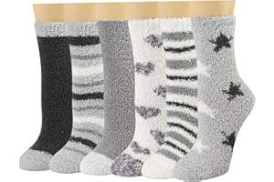 HIALTODAY Bed Fluffy Socks for Womens and Girls, 6 Pairs Winter Warm Cosy Socks Ladies Fleece Comfy Thermal Fuzzy Socks for Casual Home Sleeping