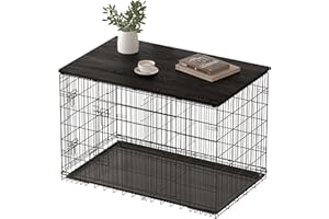 Piskyet Dog Crate Topper Wood Countertop for 48 42 36 30 24 inch Dog Cage, Dog Crate Cover,Dog Kennel Topper(Crate Not Include) (Black, for 30 Inch Crate)