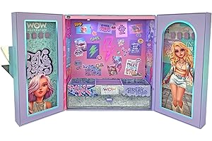 WOW GENERATION Joyero Infantil con Luces LED – Organizador de Bisutería con Compartimentos, Colgadores y Base de Felpa – Diseño Moderno y Colorido para Niñas