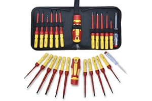CCLIFE 13 Pezzi Set Cacciaviti Elettricista con lame intercambiabili con punte a Taglio, Pozidriv, Torx Multifunzione VDE 1000 V Set di cacciaviti magnetici isolati con e tester di sicurezza