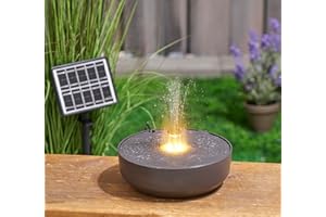 ‎NORTHPOINT Northpoint Solar Springbrunnen Gartenbrunnen Wasserfontäne mit LED Beleuchtung Wasserspiel für Außenbereich Energieeffizient Umweltfreundlich Dekoration (Grau)