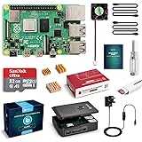 LABISTS Raspberry Pi 4 B Model B 4GB Starter Kit Motherboard 32GB SD Card Preloaded with Raspbian, Cooling Fan, 5.1V 3A Type C On/off UK Edition Power Supply, Micro HDMI to HDMI Cable, Black Case