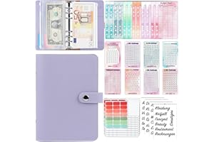 QUPUCE A6 Binder Budget Planner German, PU Ring Binder with 8 Chanllenge Geld Sparen Challenge Karten,12 Sinking funds,10 Binder Pockets Organiser, Matching Stickers and Labels