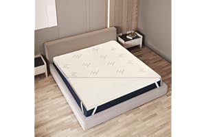 The White Stone Sobrecolchón de Látex Natural 150 x 190 cm | Funda de Bambú Transpirable, Antialérgica y Desmontable | Grosor 5 cm | Corrector de Colchón con Elásticos de Sujeción en Las Esquinas