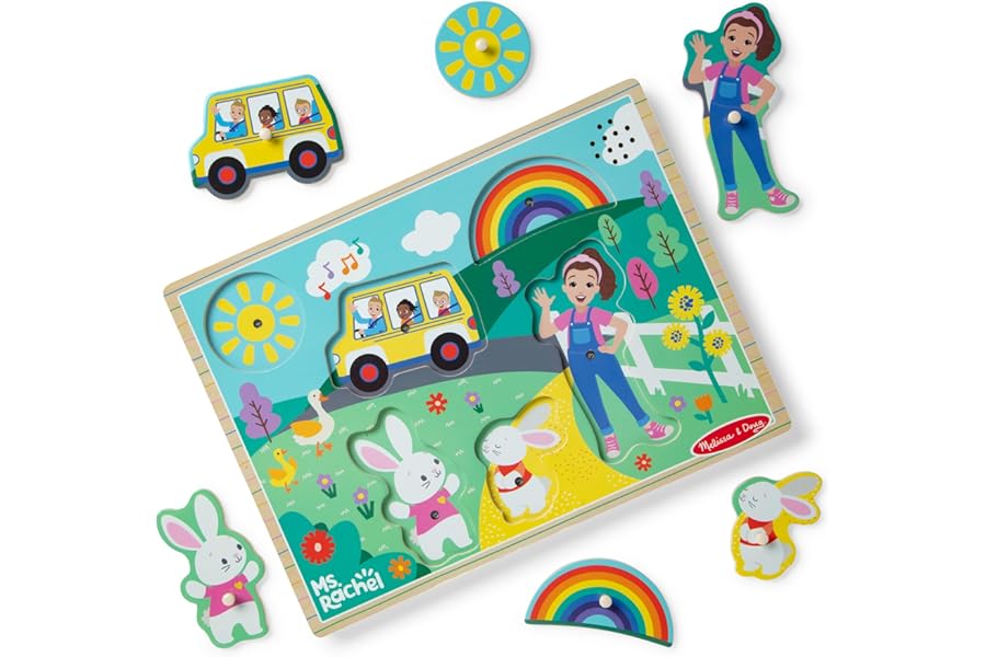 Melissa & Doug Ms. Rachel Wooden Song Peg Puzzle | Musical Toys for Toddlers, Early Sound Learning for Kids | Age 2-5 - FSC Certified
