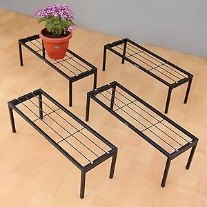 Urban Plant Apollo Metal Plant/Pot Stand for Garden | Planter Stand for Indoor & Outdoor | Flower Pot Stand for Balcony | Living Room Decor (Apollo Black - Pack of 4)