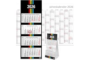 GEIGER-OFFICE Calendario de oficina 2026, juego de 3 calendarios de 4 meses, calendario de pared 2025, calendario de mesa de 3 meses 2026 + calendario anual 2026