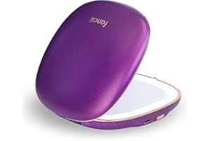 ‎FANCII Fancii wiederaufladbar Taschenspiegel mit Dimmbares LED Licht, 1X / 10X Vergrößerung - Make Up Spiegel Klein Kosmetikspiegel Beleuchtet für Unterwegs (Violett)