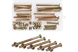 ATPWONZ 50 Pcs M6 Furniture Bolts, Nuts and Bolts Kit, M6 Hex Socket Head Cap Screws Nut, M6 Bolt for Baby Bed, Tables, Chairs and Other Furniture, Zinc Color (40/50/60/70/80mm)
