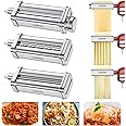 3 PCS Pasta Maker Attachment for Kitchenaid, Pasta Roller & Cutters Attachment Set for KitchenAid, Stainless Steel 3 in 1 Pasta Roller Attachment with Pasta Sheet Roller, Spaghetti, Fettuccine Cutter